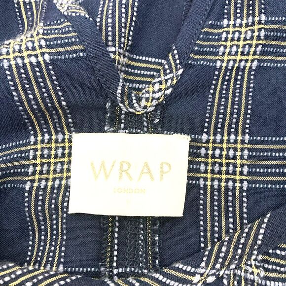 Wrap London Navy Plaid Balloon Sleeve Mini Dress L - Picture 14 of 14